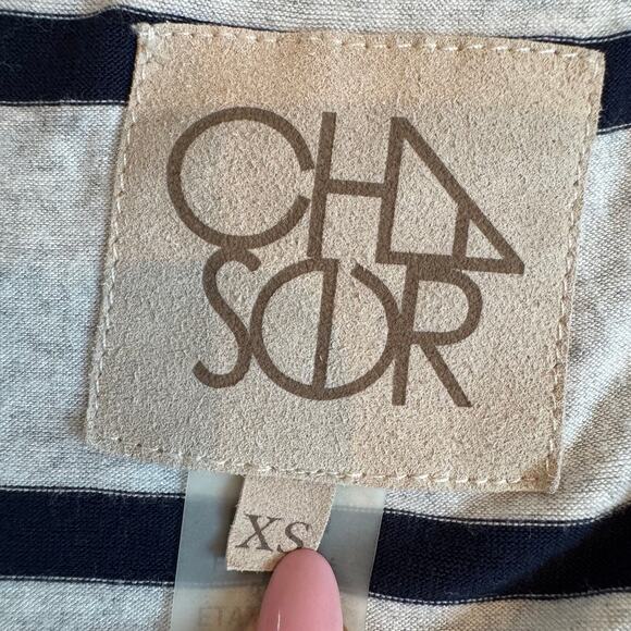 Chaser Heathered Gray Striped Dolman Sleeve Raglan Tee XS-Nautical, Preppy - Picture 6 of 10